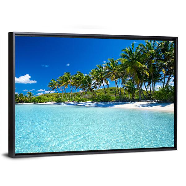 Palm Trees & Tropical Beach Canvas Wall Art-3 Horizontal-Gallery Wrap-25" x 16"-Tiaracle