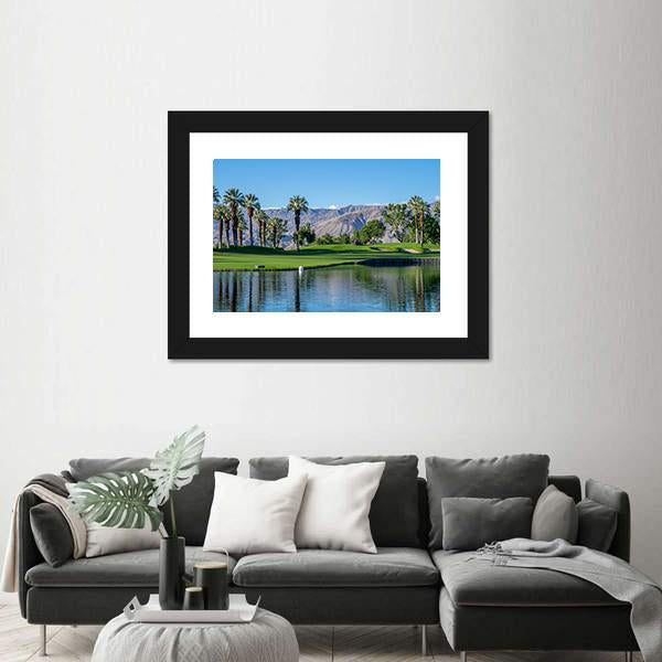 Golf Course In Palm Desert Canvas Wall Art-1 Piece-Framed Print-20" x 16"-Tiaracle