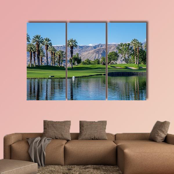 Golf Course In Palm Desert Canvas Wall Art-3 Horizontal-Gallery Wrap-37" x 24"-Tiaracle