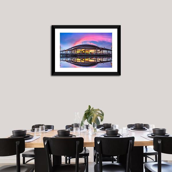 Bhumibol Bridge At Twilight Canvas Wall Art-1 Piece-Framed Print-20" x 16"-Tiaracle
