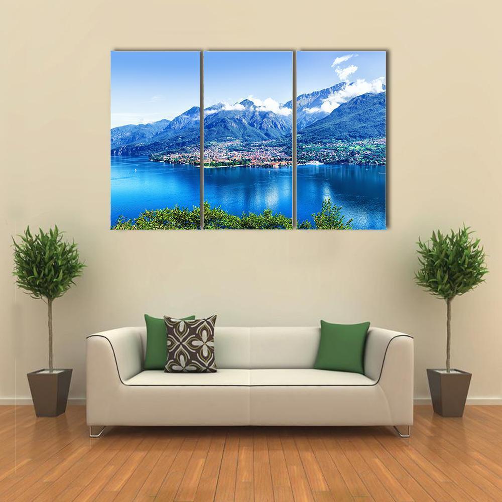 Panorama Of Como Lake Canvas Wall Art-3 Horizontal-Gallery Wrap-37" x 24"-Tiaracle
