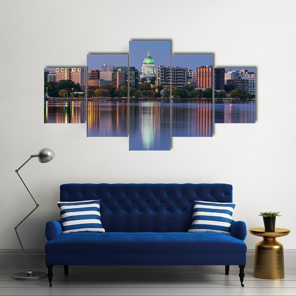Madison Skyline Canvas Wall Art-5 Star-Gallery Wrap-62" x 32"-Tiaracle