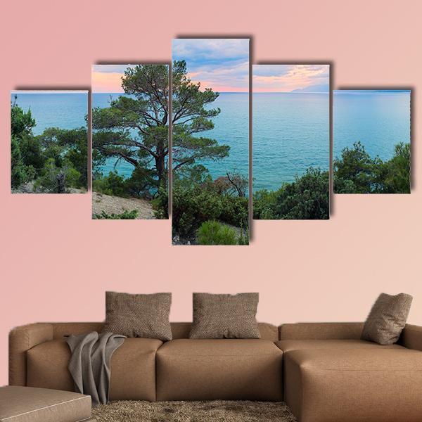 Panorama Of Sea Background In Crimea Russia Canvas Wall Art-5 Star-Gallery Wrap-62" x 32"-Tiaracle
