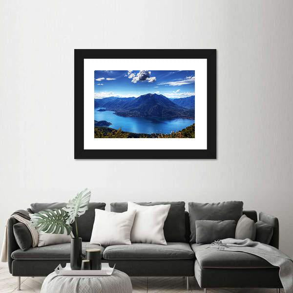Como Lake With Lugano Lake Canvas Wall Art-1 Piece-Framed Print-20" x 16"-Tiaracle