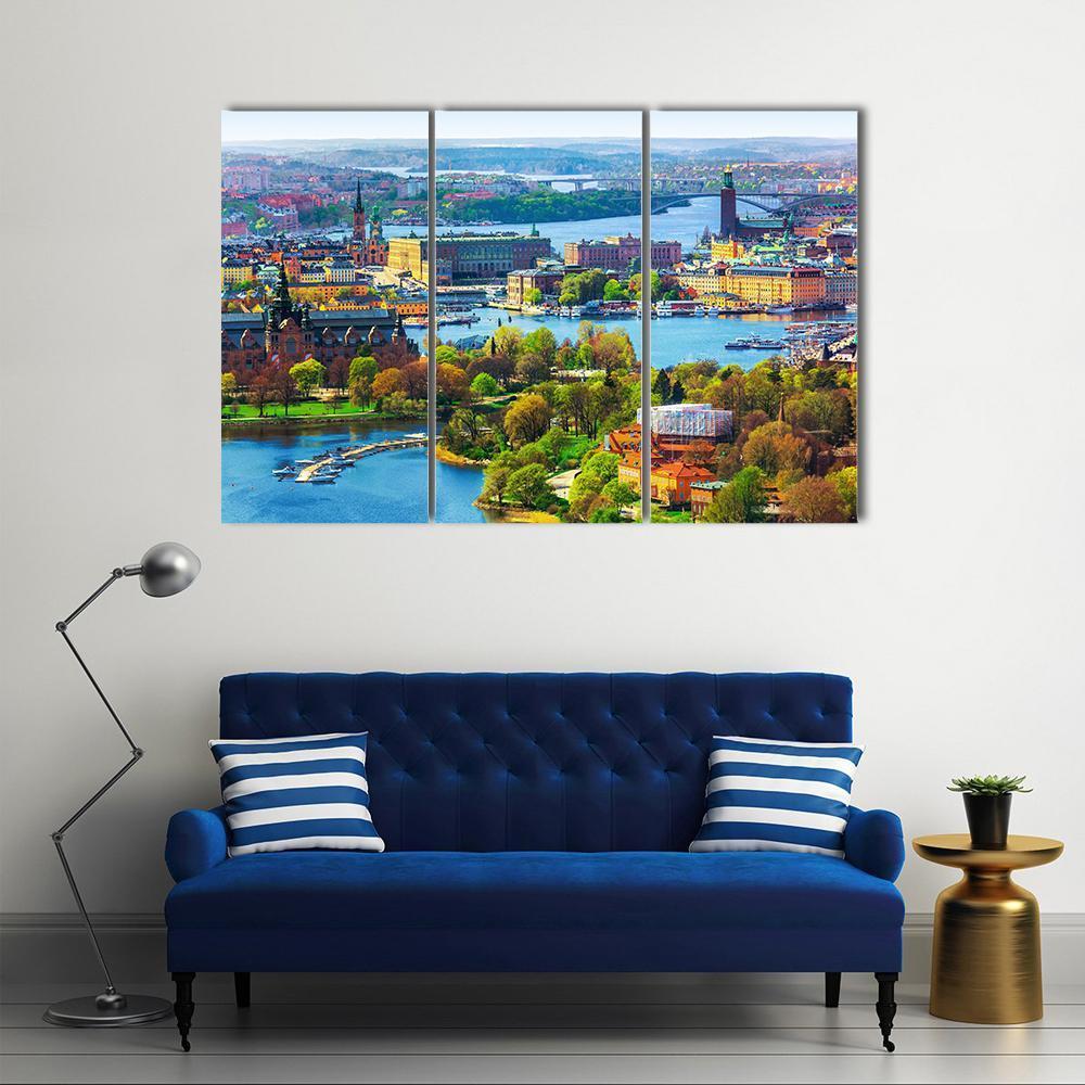 Old Town Gamla Stan Canvas Wall Art-3 Horizontal-Gallery Wrap-37" x 24"-Tiaracle