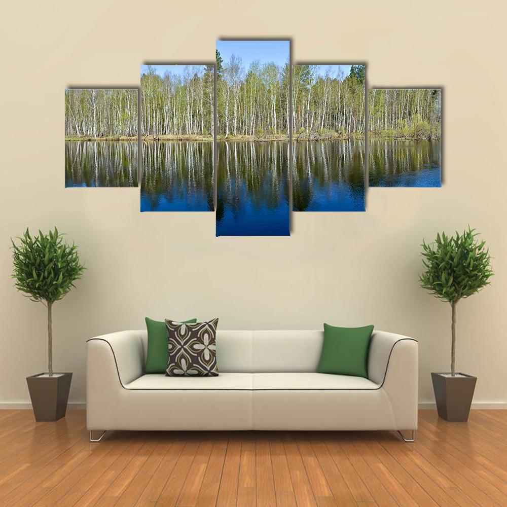 The Spring River Russia Canvas Wall Art-5 Star-Gallery Wrap-62" x 32"-Tiaracle
