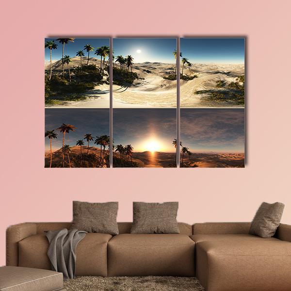 Palms In Desert Canvas Wall Art-3 Horizontal-Gallery Wrap-25" x 16"-Tiaracle