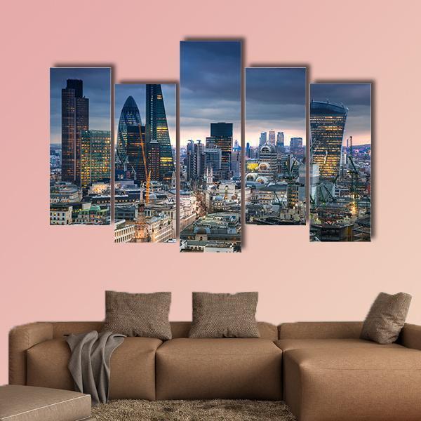 Panoramic View City Of London Canvas Wall Art-5 Pop-Gallery Wrap-47" x 32"-Tiaracle