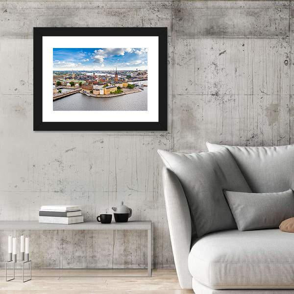 Panoramic View Of Gamla Stan Canvas Wall Art-3 Horizontal-Gallery Wrap-25" x 16"-Tiaracle