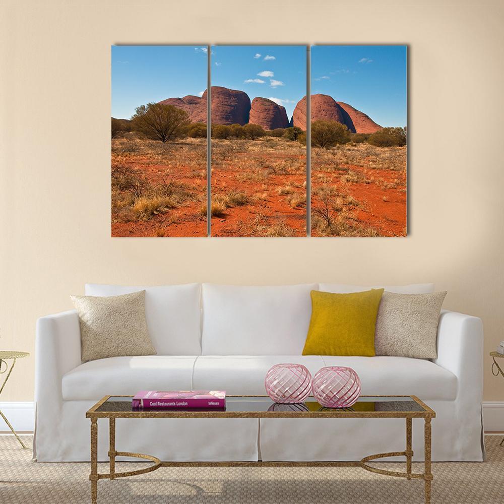 Panoramic View Of Kata Tjuta Canvas Wall Art-3 Horizontal-Gallery Wrap-37" x 24"-Tiaracle