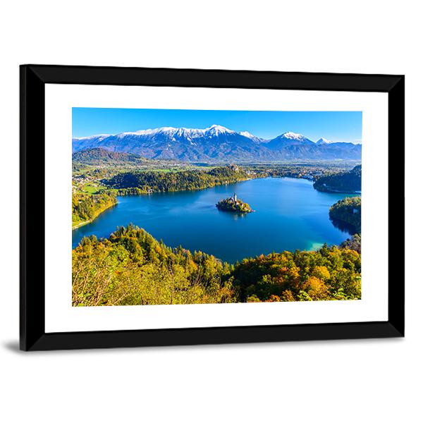 Panoramic View Of Lake Bled In Slovenia Canvas Wall Art-3 Horizontal-Gallery Wrap-25" x 16"-Tiaracle