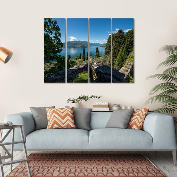Panoramic View Of Lake Como Canvas Wall Art-4 Horizontal-Gallery Wrap-34" x 24"-Tiaracle