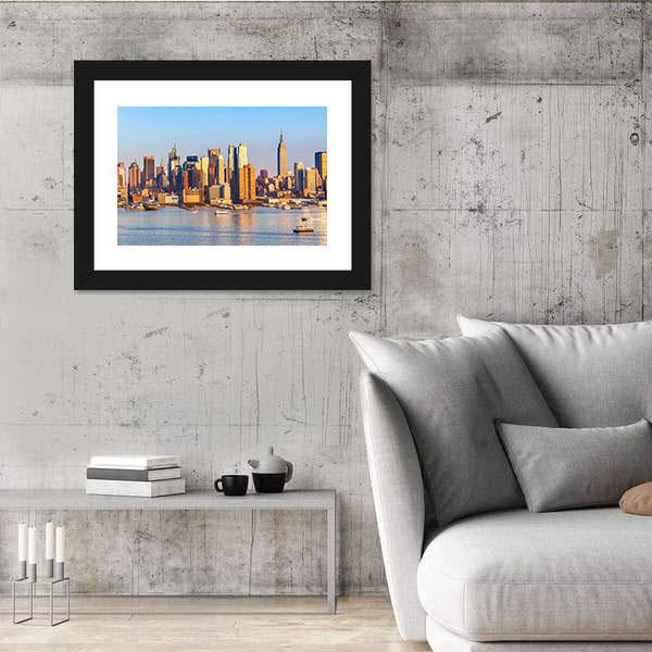 Panoramic View Of Manhattan Canvas Wall Art-3 Horizontal-Gallery Wrap-25" x 16"-Tiaracle