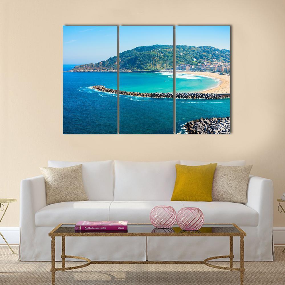 San Sebastian City View Canvas Wall Art-3 Horizontal-Gallery Wrap-37" x 24"-Tiaracle