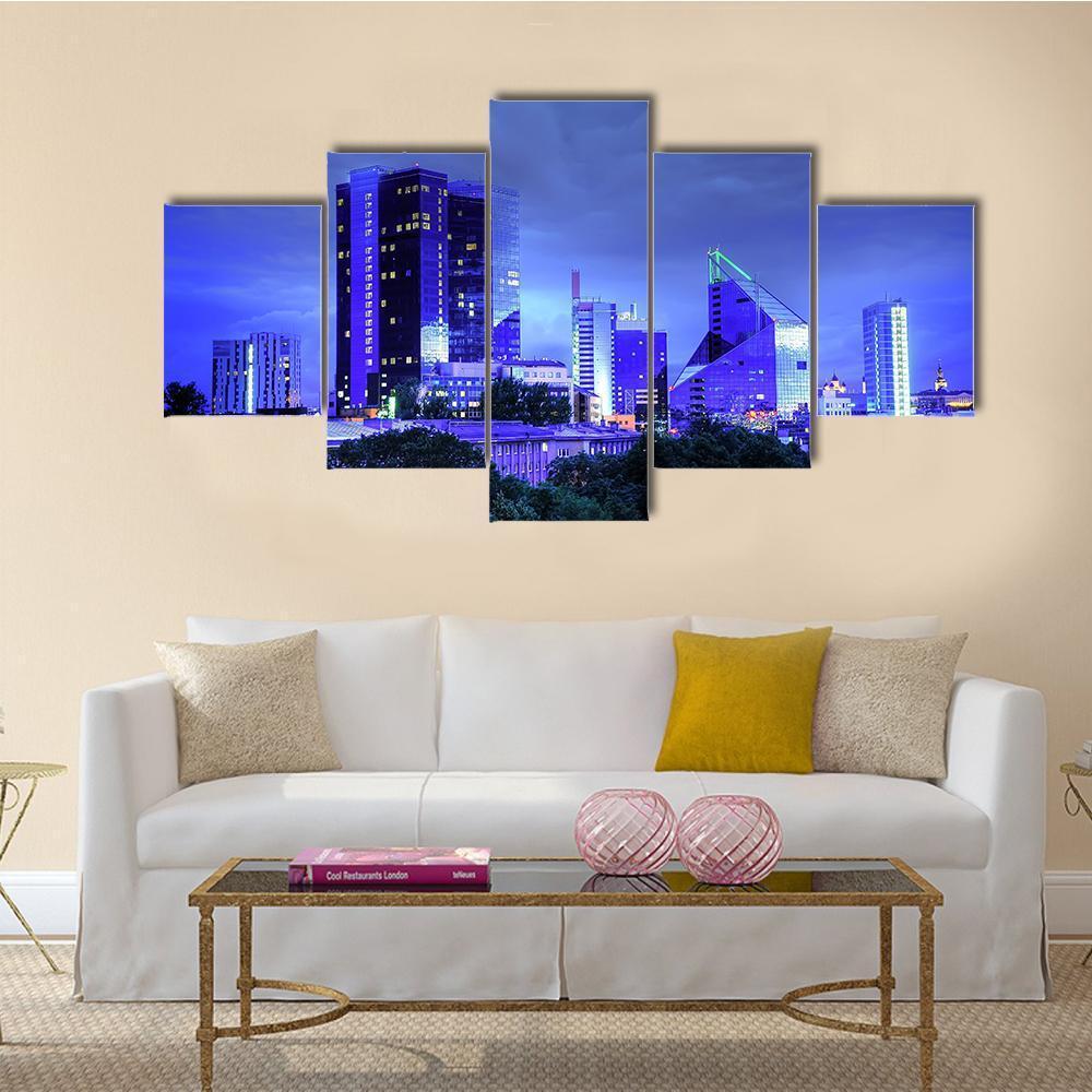 Panoramic View Of Tallinn City Canvas Wall Art-5 Star-Gallery Wrap-62" x 32"-Tiaracle