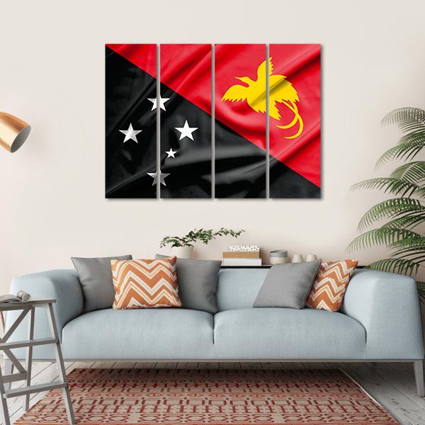 Papua New Guinea Flag Canvas Wall Art-4 Horizontal-Gallery Wrap-34" x 24"-Tiaracle
