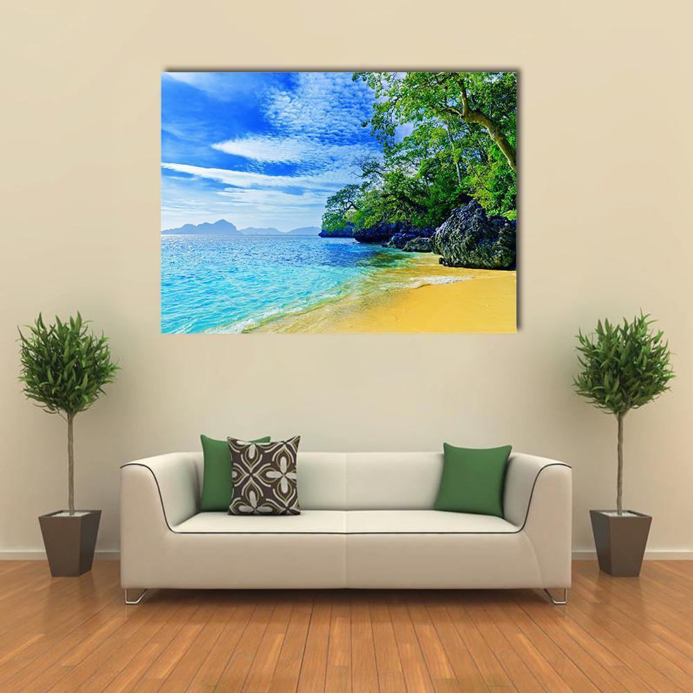 Paradise Beach Sea And Sky Canvas Wall Art-1 Piece-Gallery Wrap-48" x 32"-Tiaracle
