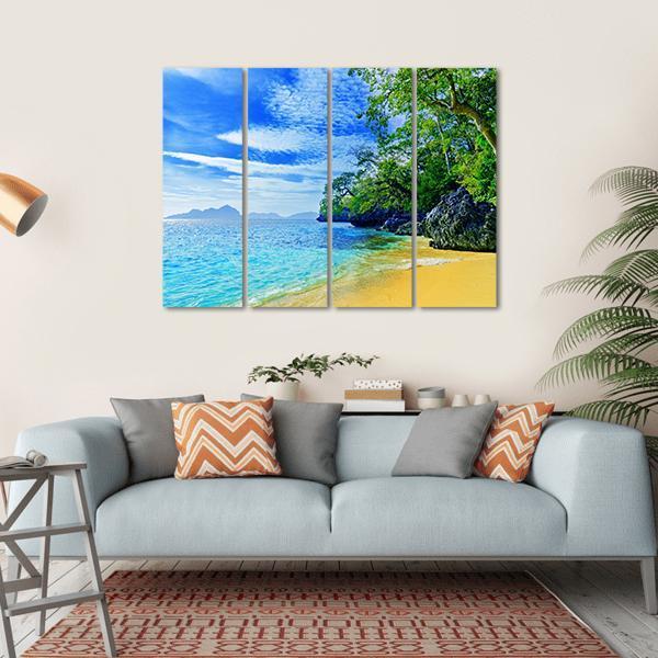 Paradise Beach Sea And Sky Canvas Wall Art-4 Horizontal-Gallery Wrap-34" x 24"-Tiaracle