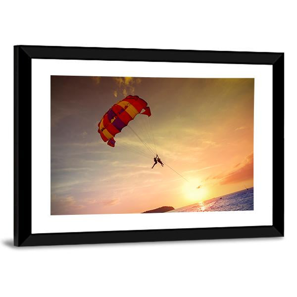 Paragliders At Sunset Malaysia Canvas Wall Art-5 Horizontal-Gallery Wrap-22" x 12"-Tiaracle