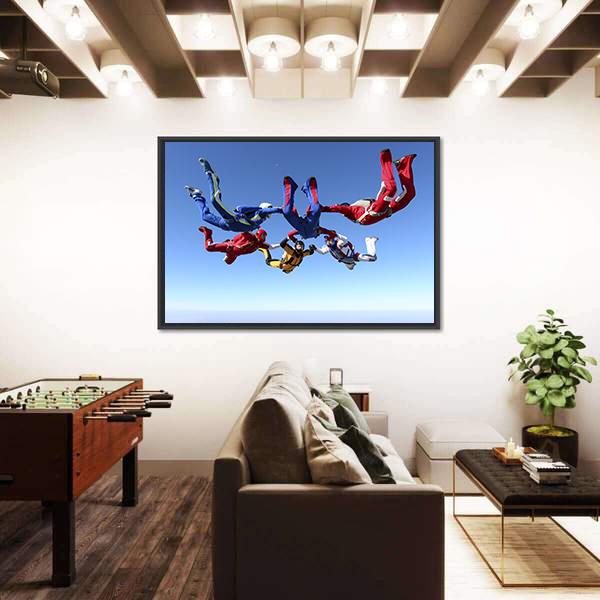 Paratroopers Ring In Free Fall Canvas Wall Art-3 Horizontal-Gallery Wrap-25" x 16"-Tiaracle