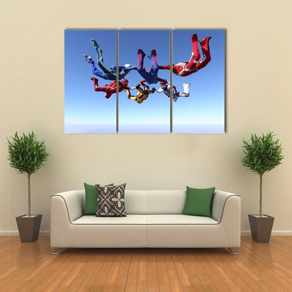 Paratroopers Ring In Free Fall Canvas Wall Art-3 Horizontal-Gallery Wrap-37" x 24"-Tiaracle