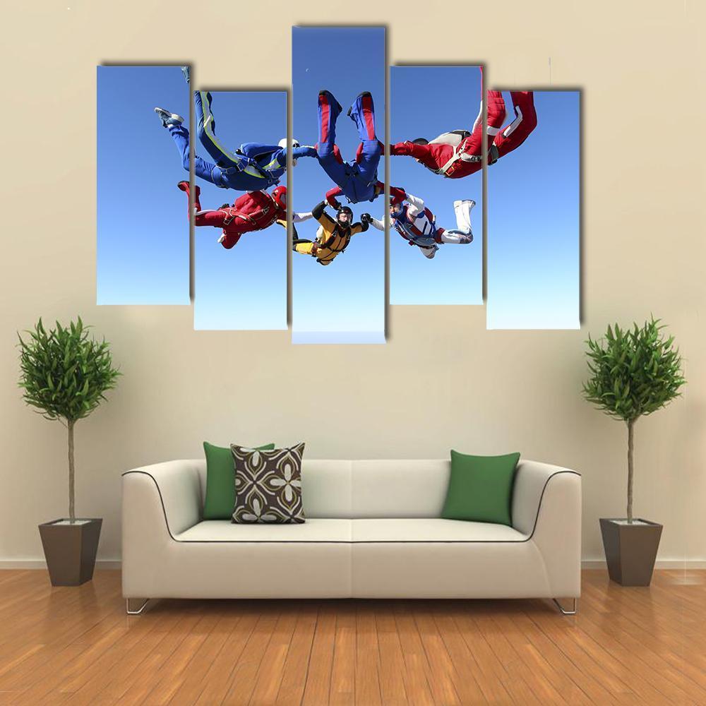 Paratroopers Ring In Free Fall Canvas Wall Art-5 Pop-Gallery Wrap-47" x 32"-Tiaracle