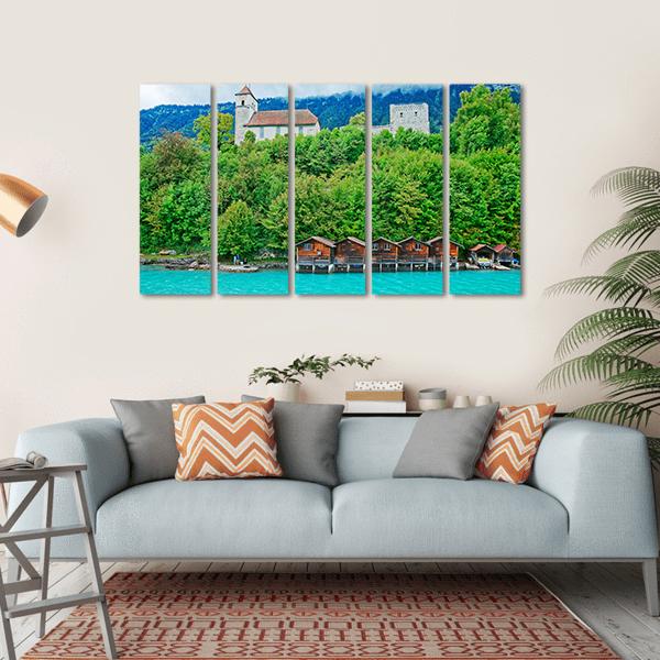 Parish Church At Lake Brienz Canvas Wall Art-5 Horizontal-Gallery Wrap-22" x 12"-Tiaracle