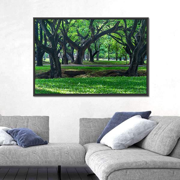 Park At Sukhothai In Thailand Canvas Wall Art-3 Horizontal-Gallery Wrap-25" x 16"-Tiaracle