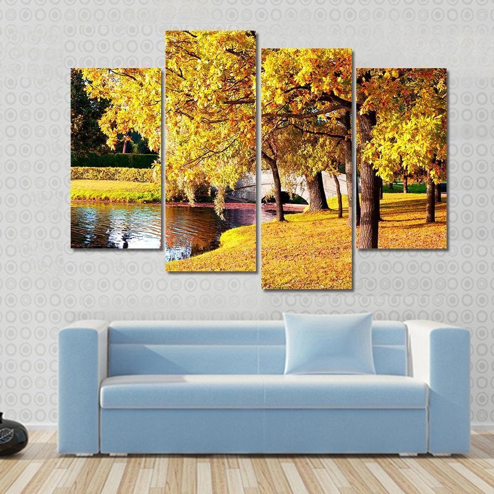 Autumn Forest Park Russia Canvas Wall Art-4 Pop-Gallery Wrap-50" x 32"-Tiaracle