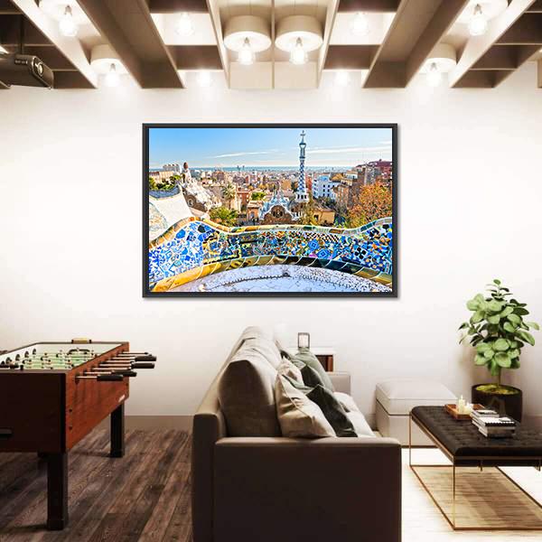 Park Guell In Barcelona In Spain Canvas Wall Art-3 Horizontal-Gallery Wrap-25" x 16"-Tiaracle