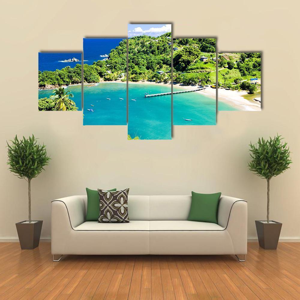 Parlatuvier Bay In Tobago Canvas Wall Art-5 Star-Gallery Wrap-62" x 32"-Tiaracle