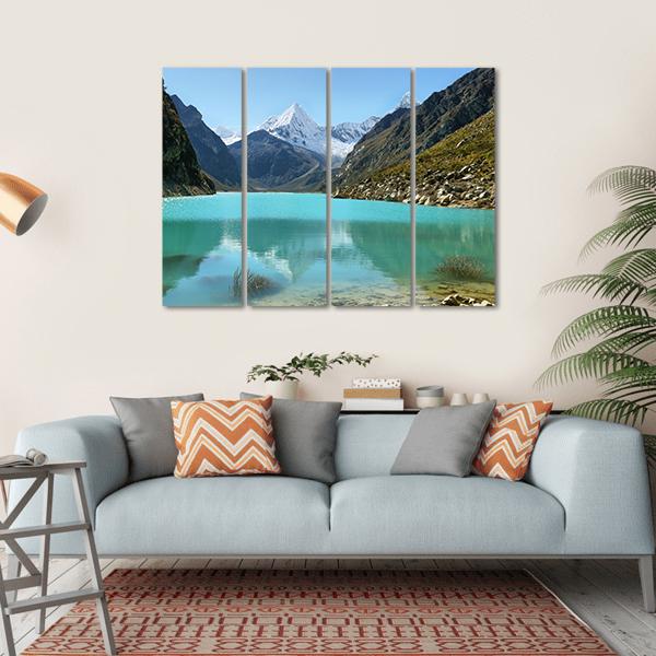 Paron Lake And Pyramid Peak Canvas Wall Art-4 Horizontal-Gallery Wrap-34" x 24"-Tiaracle