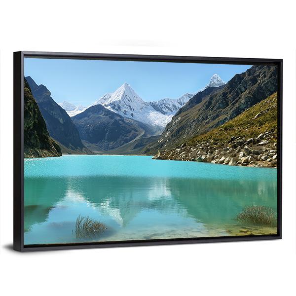 Paron Lake And Pyramid Peak Canvas Wall Art-3 Horizontal-Gallery Wrap-25" x 16"-Tiaracle