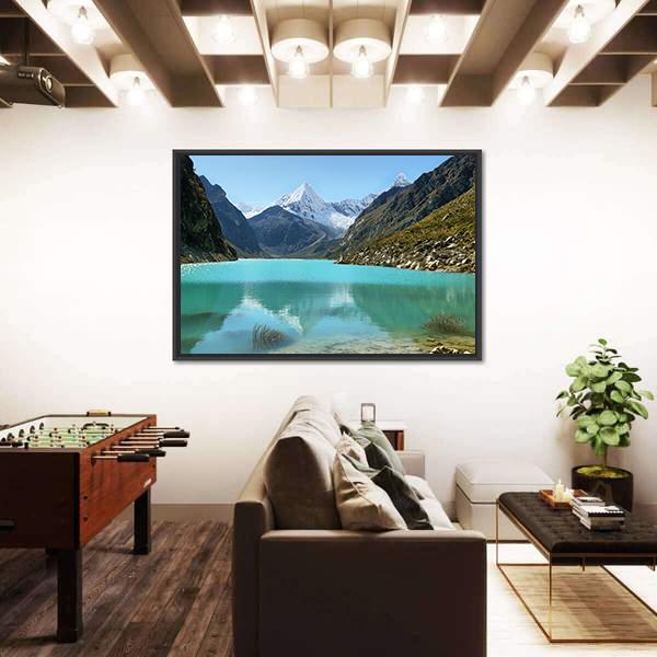 Paron Lake And Pyramid Peak Canvas Wall Art-3 Horizontal-Gallery Wrap-25" x 16"-Tiaracle
