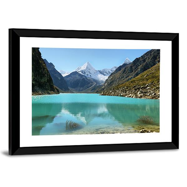 Paron Lake And Pyramid Peak Canvas Wall Art-3 Horizontal-Gallery Wrap-25" x 16"-Tiaracle