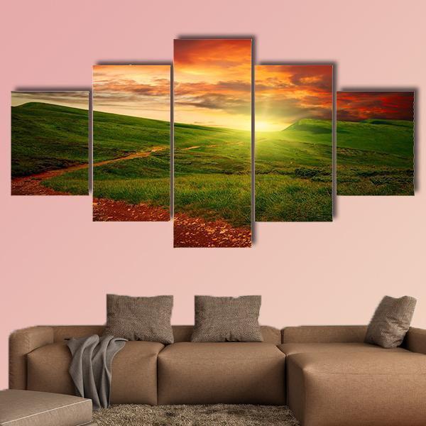 Mystery Mountain Meadow Canvas Wall Art-5 Star-Gallery Wrap-62" x 32"-Tiaracle