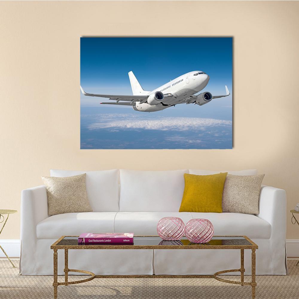 Passenger Airplane Flying Canvas Wall Art-1 Piece-Gallery Wrap-36" x 24"-Tiaracle