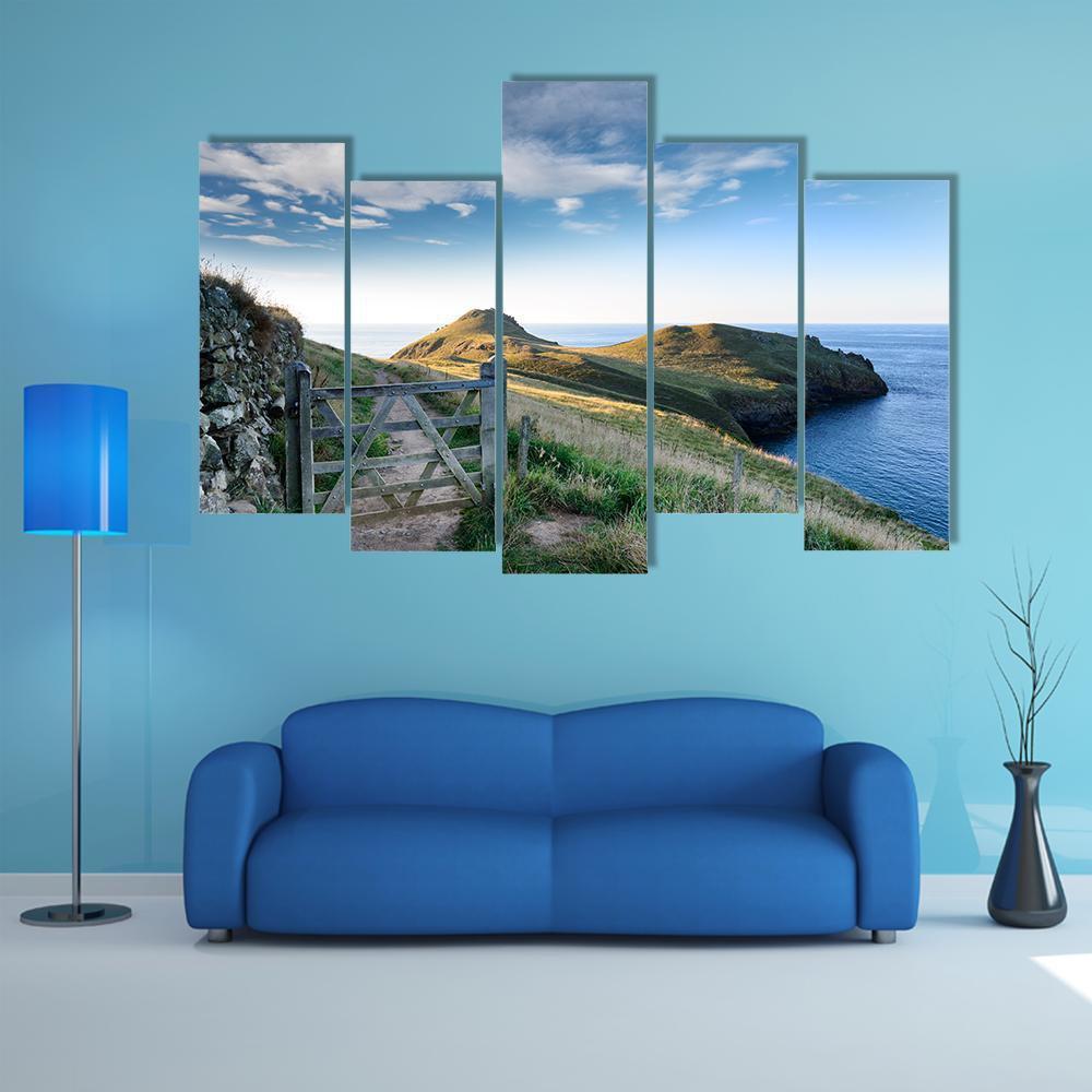 Path At Rumps On Atlantic Coast Of Cornwall Canvas Wall Art-5 Pop-Gallery Wrap-47" x 32"-Tiaracle
