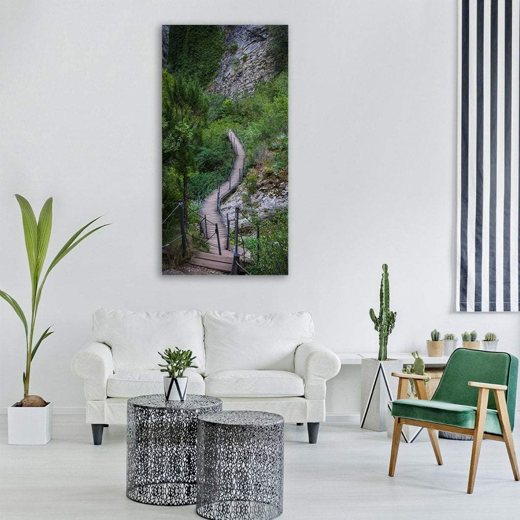 Path In Wood Tree Forest Vertical Canvas Wall Art-1 Vertical-Gallery Wrap-12" x 24"-Tiaracle