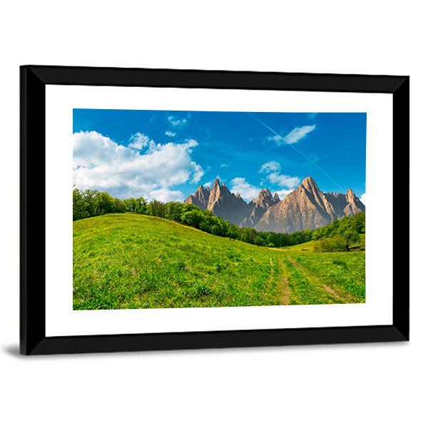Path Through Forest On Grassy Hillside Canvas Wall Art-3 Horizontal-Gallery Wrap-25" x 16"-Tiaracle