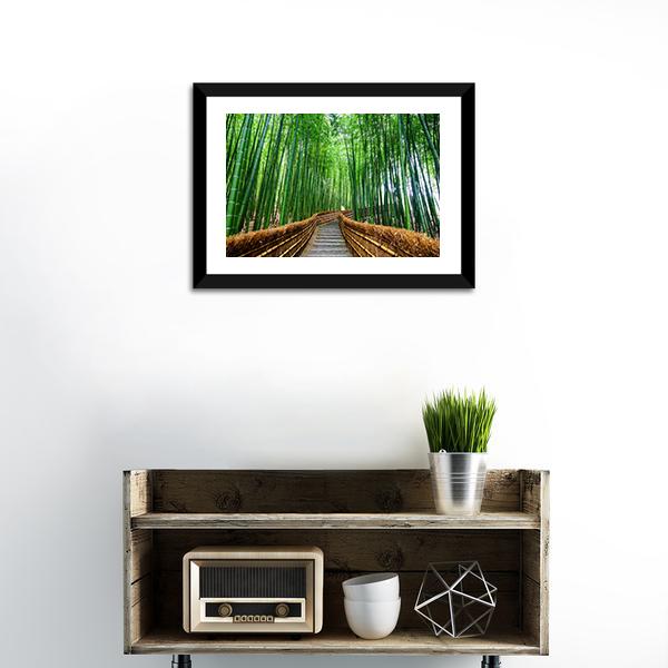 Path To Bamboo Forest Canvas Wall Art-1 Piece-Framed Print-20" x 16"-Tiaracle