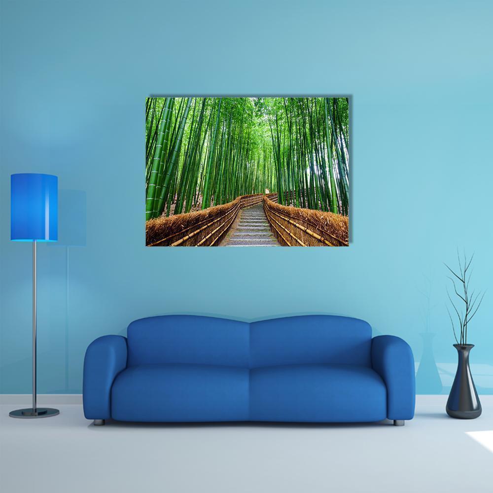 Path To Bamboo Forest Canvas Wall Art-1 Piece-Gallery Wrap-36" x 24"-Tiaracle