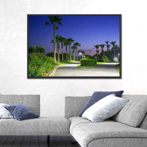 Pathway With Palm Trees At The Beach Of Turkey Canvas Wall Art-3 Horizontal-Gallery Wrap-25" x 16"-Tiaracle