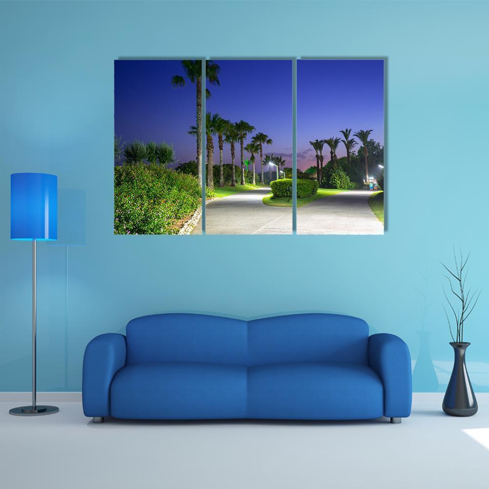 Pathway With Palm Trees At The Beach Of Turkey Canvas Wall Art-3 Horizontal-Gallery Wrap-37" x 24"-Tiaracle