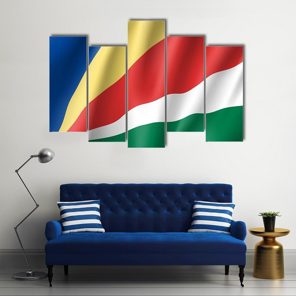 Patriotic National Flag Of Seychelles Canvas Wall Art-5 Pop-Gallery Wrap-47" x 32"-Tiaracle