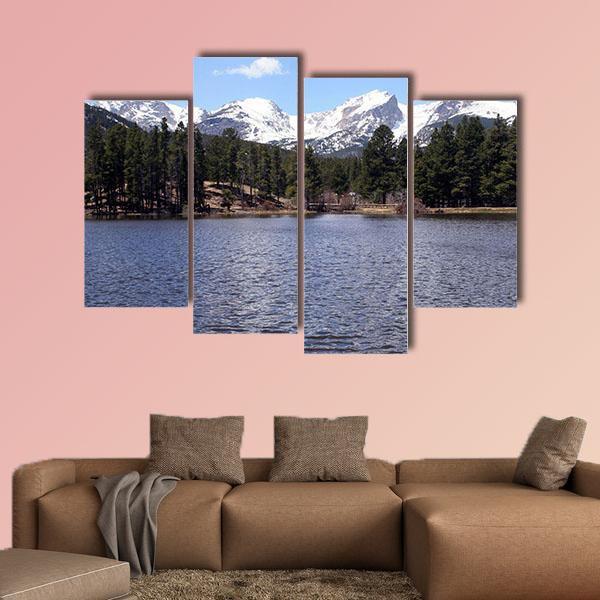 Peaceful Colorado Mountains Canvas Wall Art-4 Pop-Gallery Wrap-50" x 32"-Tiaracle