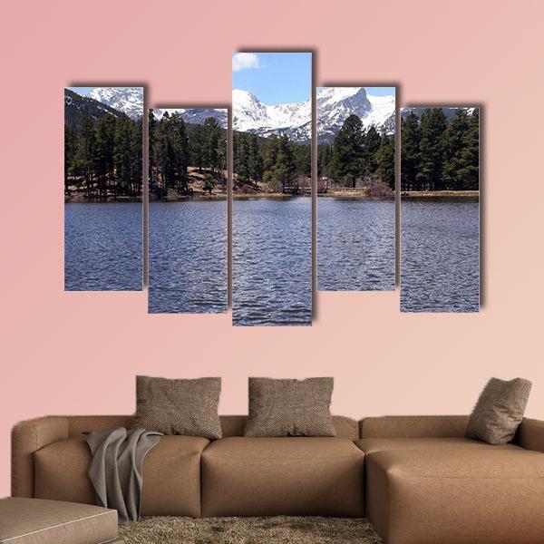 Peaceful Colorado Mountains Canvas Wall Art-5 Pop-Gallery Wrap-47" x 32"-Tiaracle