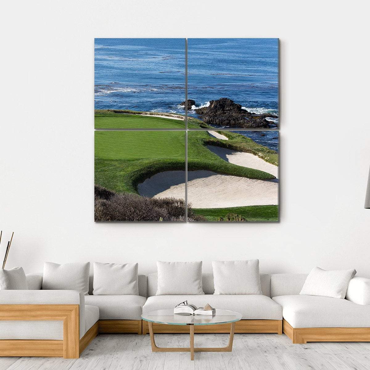 Pebble Beach Golf Link California Canvas Wall Art-4 Square-Gallery Wrap-17" x 17"-Tiaracle