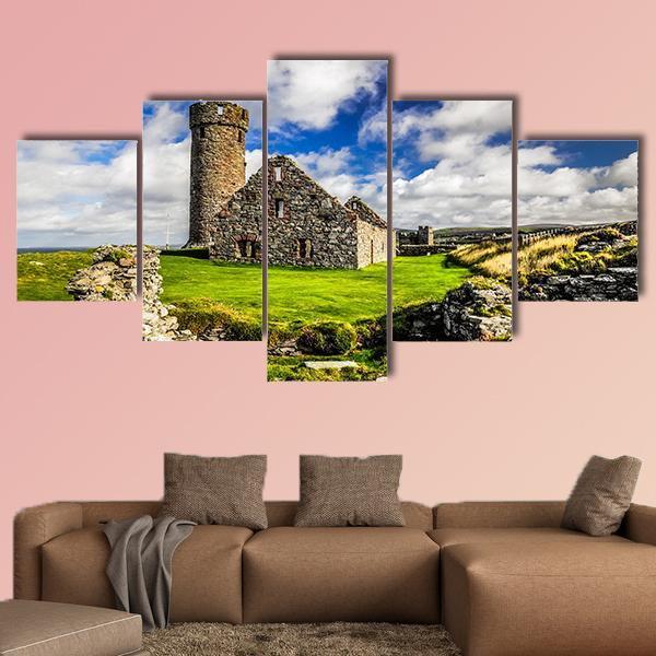 Peel Castle's Tower Canvas Wall Art-5 Star-Gallery Wrap-62" x 32"-Tiaracle
