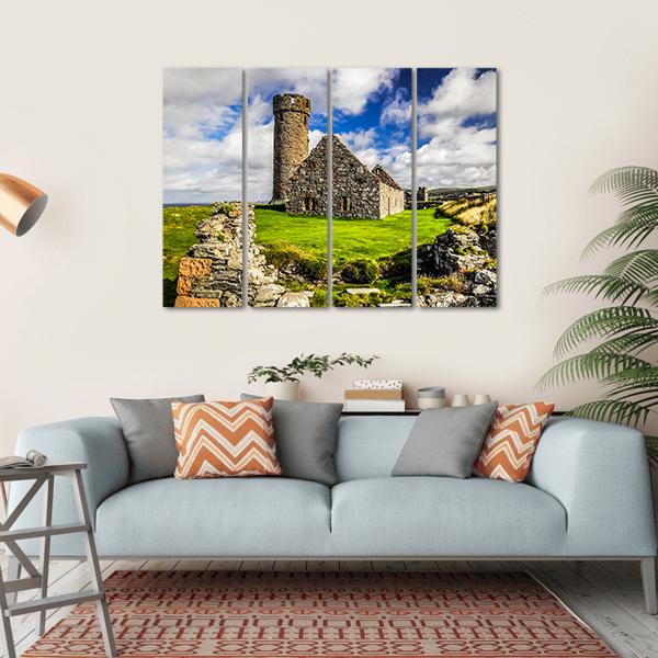 Peel Castle's Tower Canvas Wall Art-4 Horizontal-Gallery Wrap-34" x 24"-Tiaracle